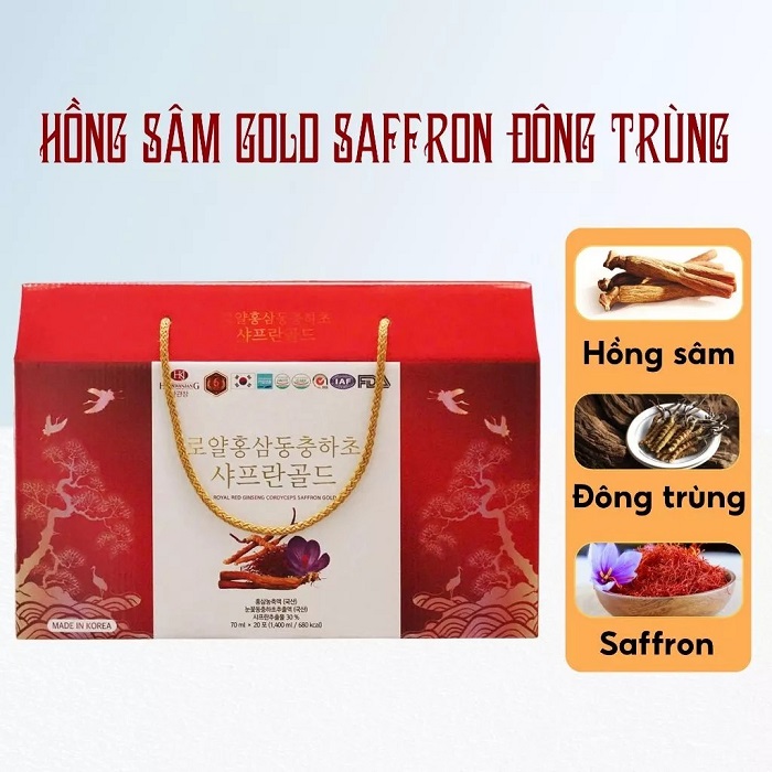 Nước Hồng Sâm Saffron Đông Trùng Hạ Thảo 20 gói x 70ml 