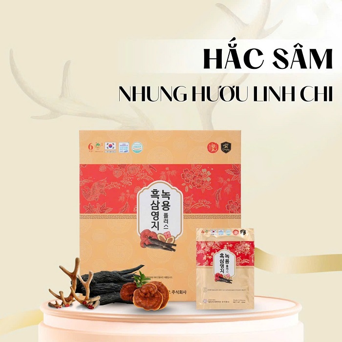 NƯỚC HẮC SÂM NHUNG HƯƠU LINH CHI HÀN QUỐC HỘP 30 GÓI, QUÀ TẶNG SỨC KHỎE CAO CẤP