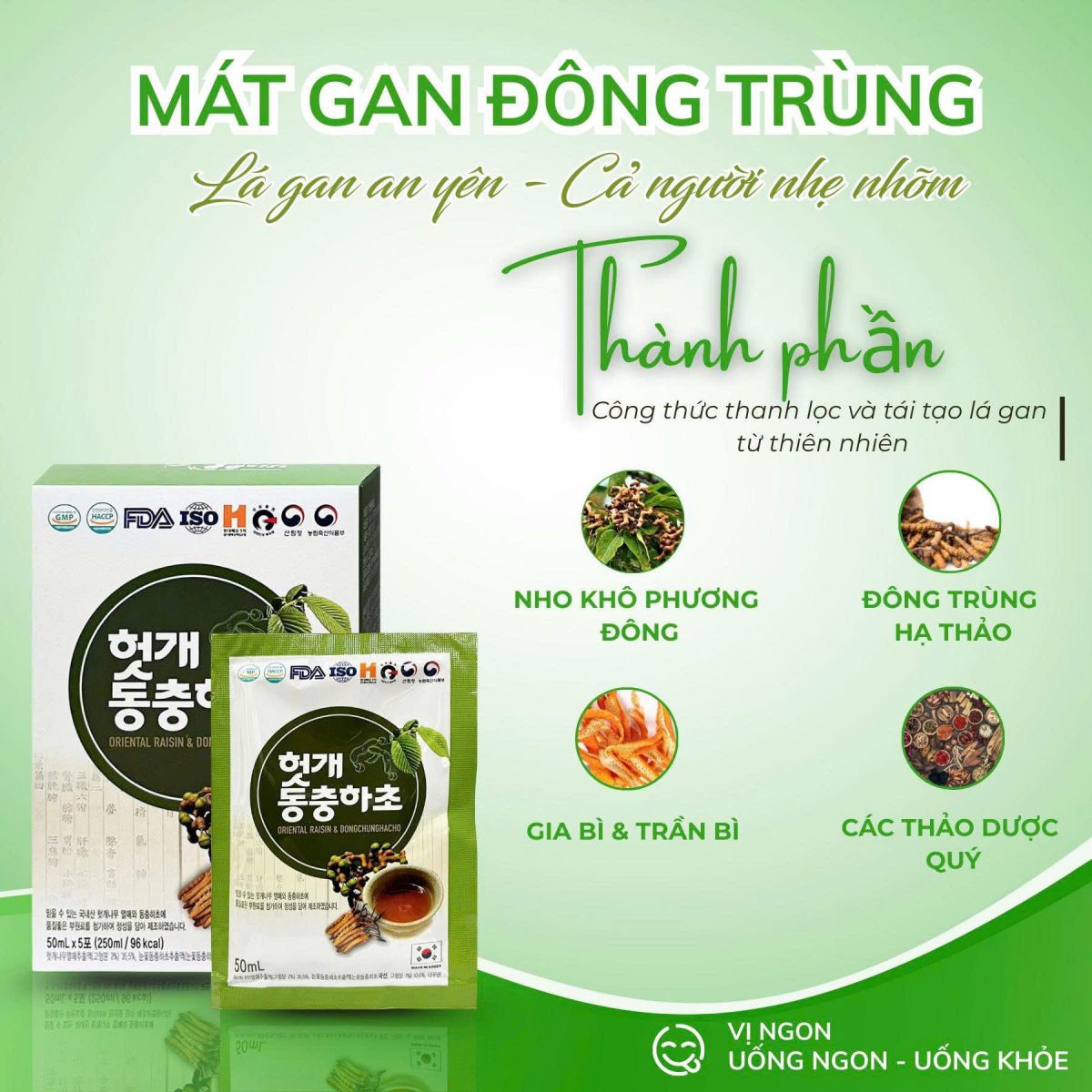 Nước Mát Gan Đông Trùng Hạ Thảo Hàn Quốc 30 Gói x 50ml