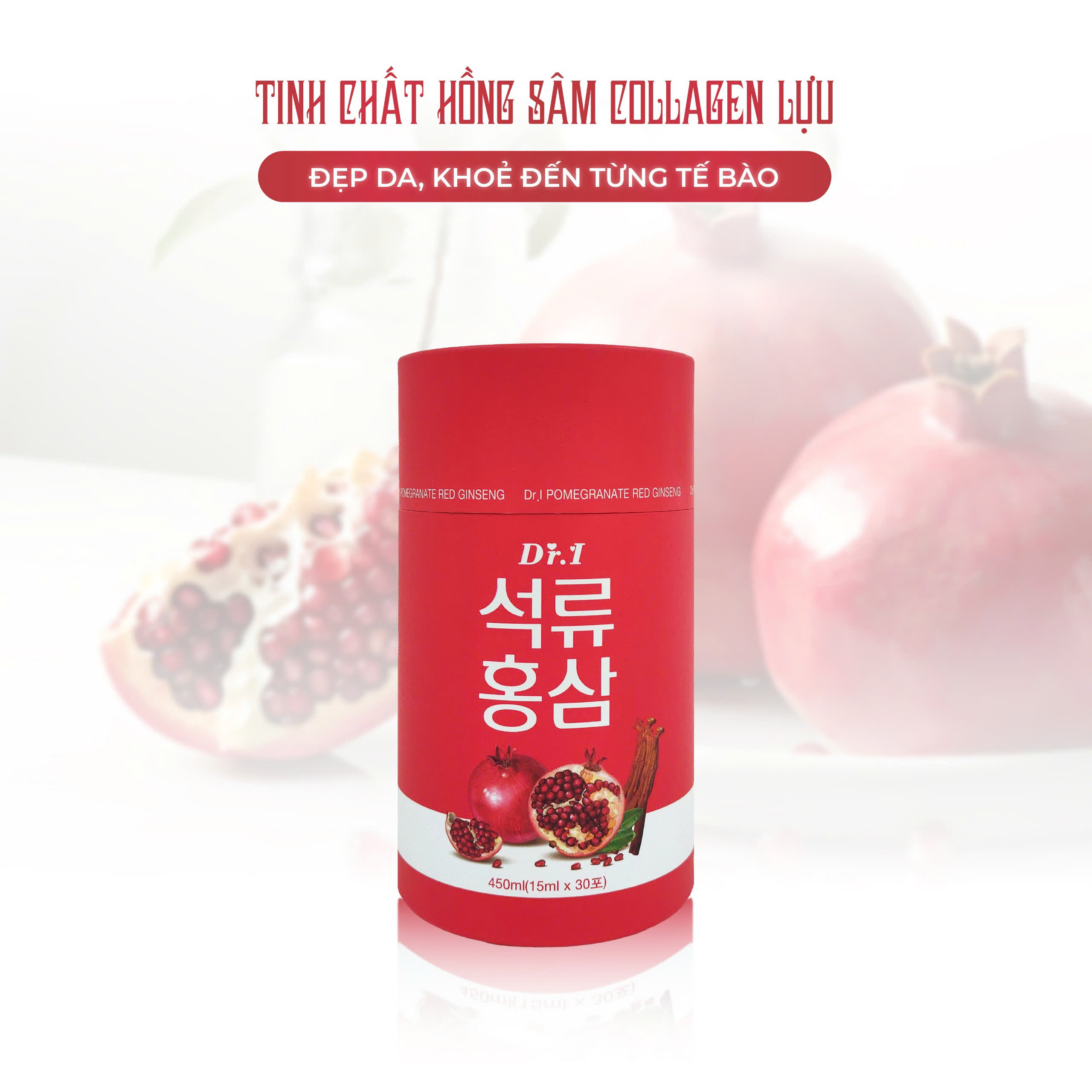 Tinh Chất Hồng Sâm Collagen Lựu Stick Hộp 30 gói x 15ml