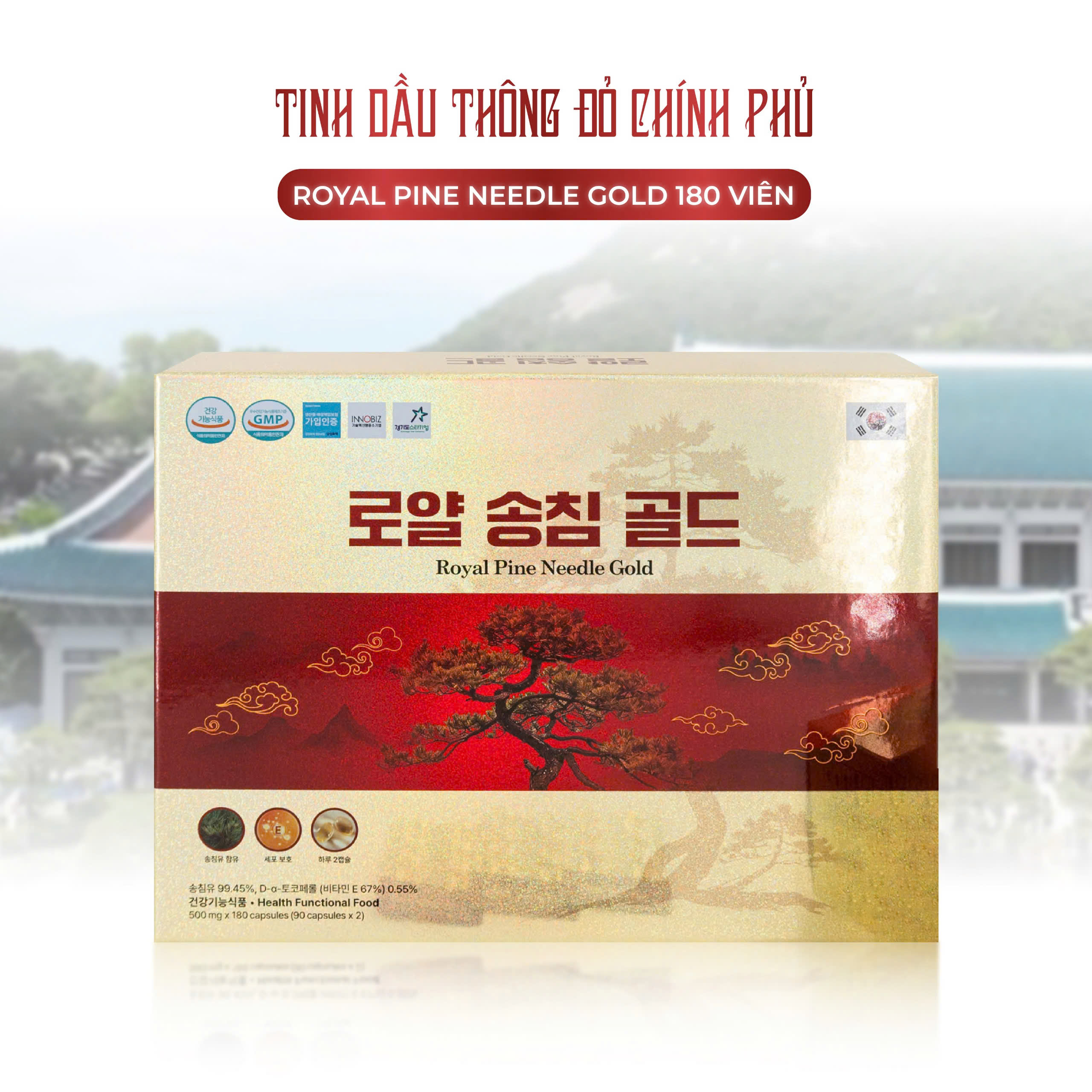 TINH DẦU THÔNG ĐỎ CHÍNH PHỦ HÀN QUỐC SANG TRỌNG Hộp 180 viên